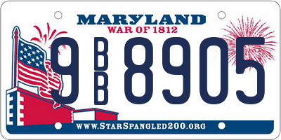 MD license plate 9BB8905