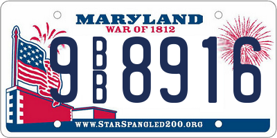 MD license plate 9BB8916