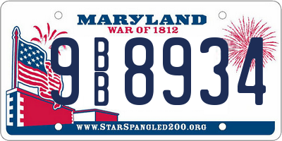 MD license plate 9BB8934