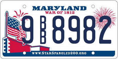 MD license plate 9BB8982
