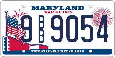 MD license plate 9BB9054
