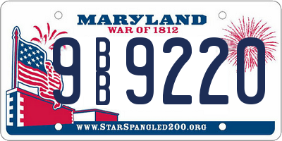 MD license plate 9BB9220
