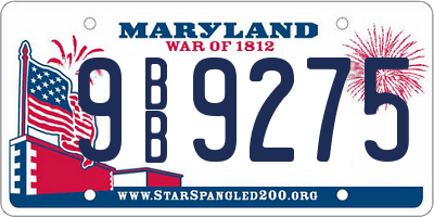 MD license plate 9BB9275