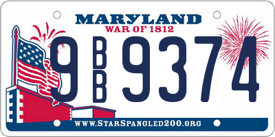MD license plate 9BB9374