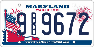 MD license plate 9BB9672