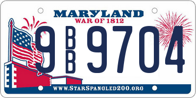 MD license plate 9BB9704