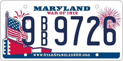 MD license plate 9BB9726