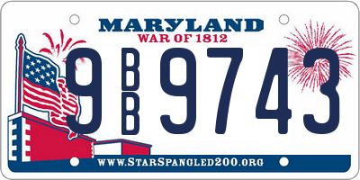 MD license plate 9BB9743