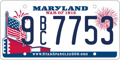 MD license plate 9BC7753