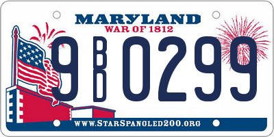 MD license plate 9BD0299