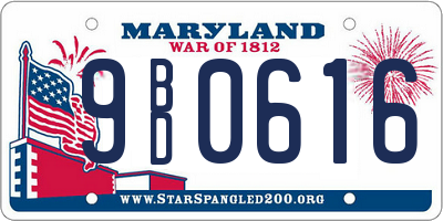 MD license plate 9BD0616