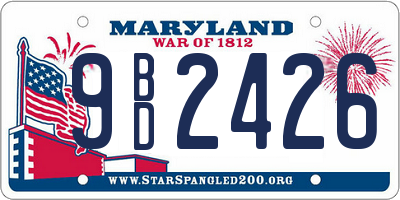 MD license plate 9BD2426
