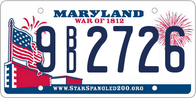 MD license plate 9BD2726
