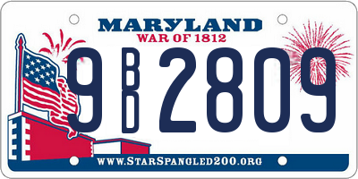 MD license plate 9BD2809