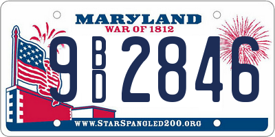 MD license plate 9BD2846