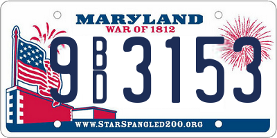 MD license plate 9BD3153