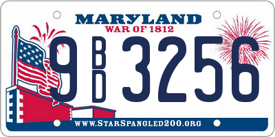 MD license plate 9BD3256