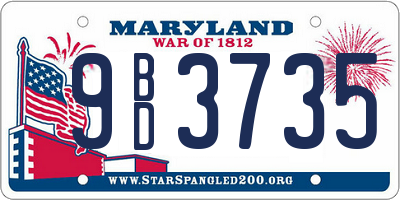 MD license plate 9BD3735