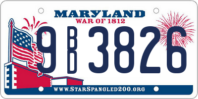 MD license plate 9BD3826