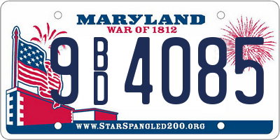 MD license plate 9BD4085