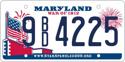 MD license plate 9BD4225