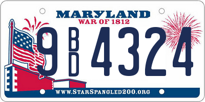 MD license plate 9BD4324