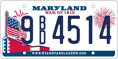 MD license plate 9BD4514