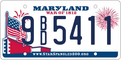 MD license plate 9BD5411