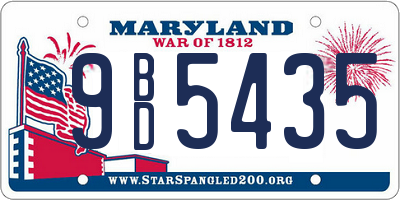 MD license plate 9BD5435