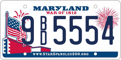 MD license plate 9BD5554