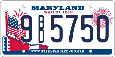 MD license plate 9BD5750