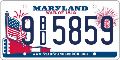 MD license plate 9BD5859