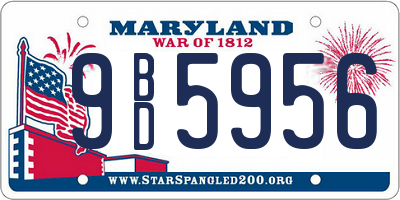 MD license plate 9BD5956