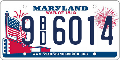 MD license plate 9BD6014
