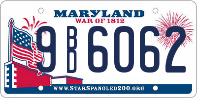 MD license plate 9BD6062