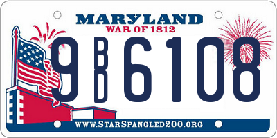 MD license plate 9BD6108