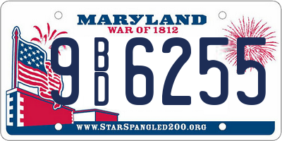 MD license plate 9BD6255