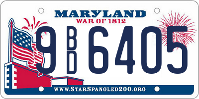 MD license plate 9BD6405