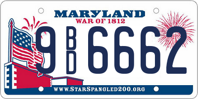 MD license plate 9BD6662