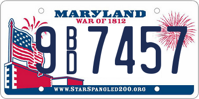 MD license plate 9BD7457