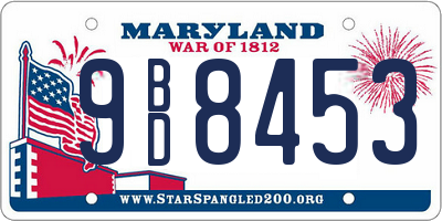 MD license plate 9BD8453