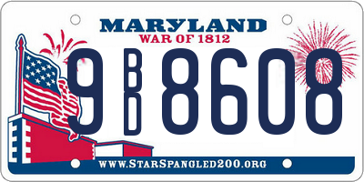 MD license plate 9BD8608