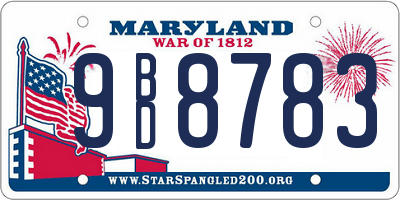 MD license plate 9BD8783