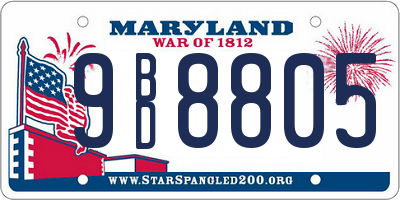 MD license plate 9BD8805