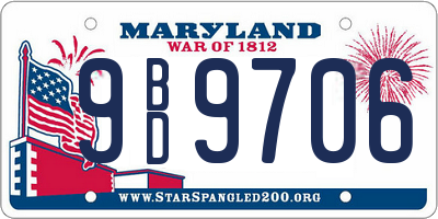 MD license plate 9BD9706