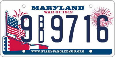MD license plate 9BD9716