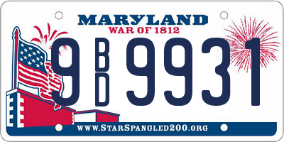 MD license plate 9BD9931