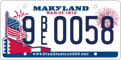 MD license plate 9BE0058