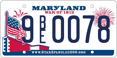 MD license plate 9BE0078
