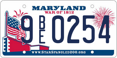 MD license plate 9BE0254